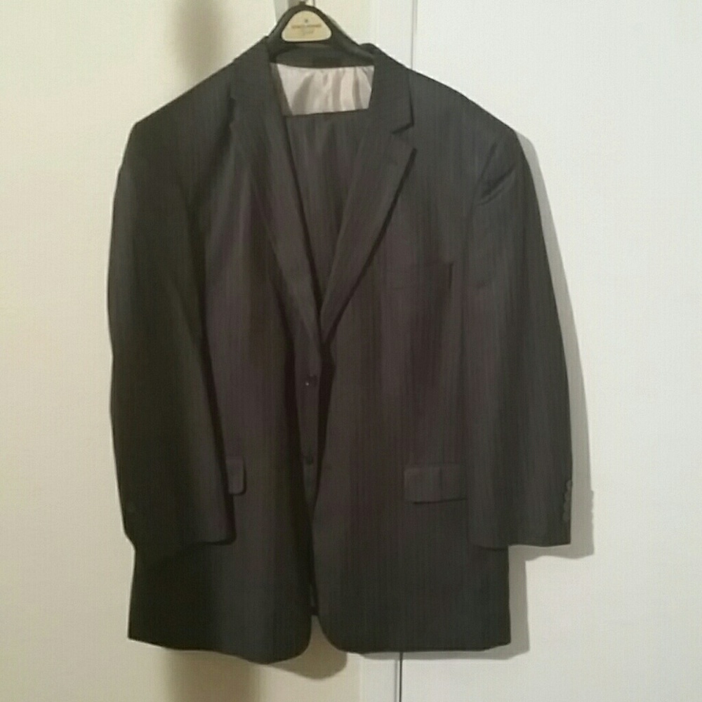 Man's gray pinstripe suit